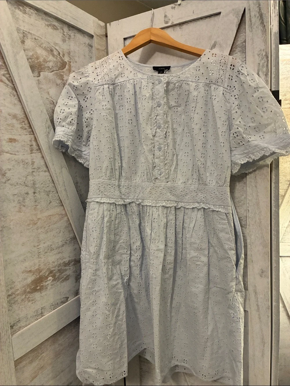 J. Crew Light Blue Eyelet Cotton Dress